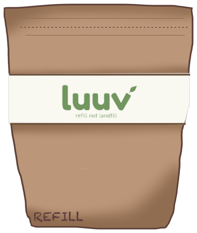 luuv refill pouch, kraft packaging